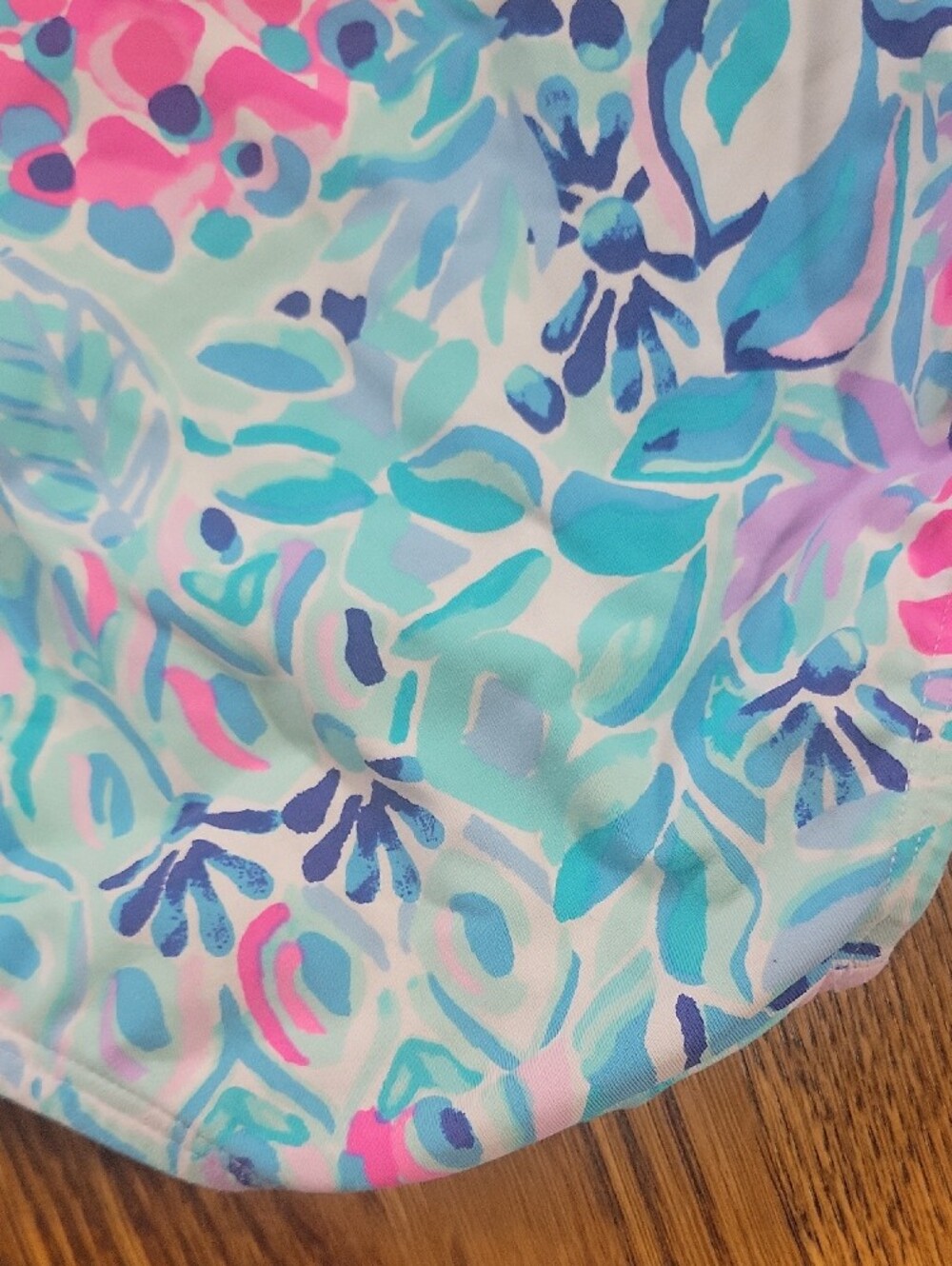 Lilly Pulitzer Halter One-Piece Swimsuit in Aqua & Pink, Size 12 - Picture 5 of 7